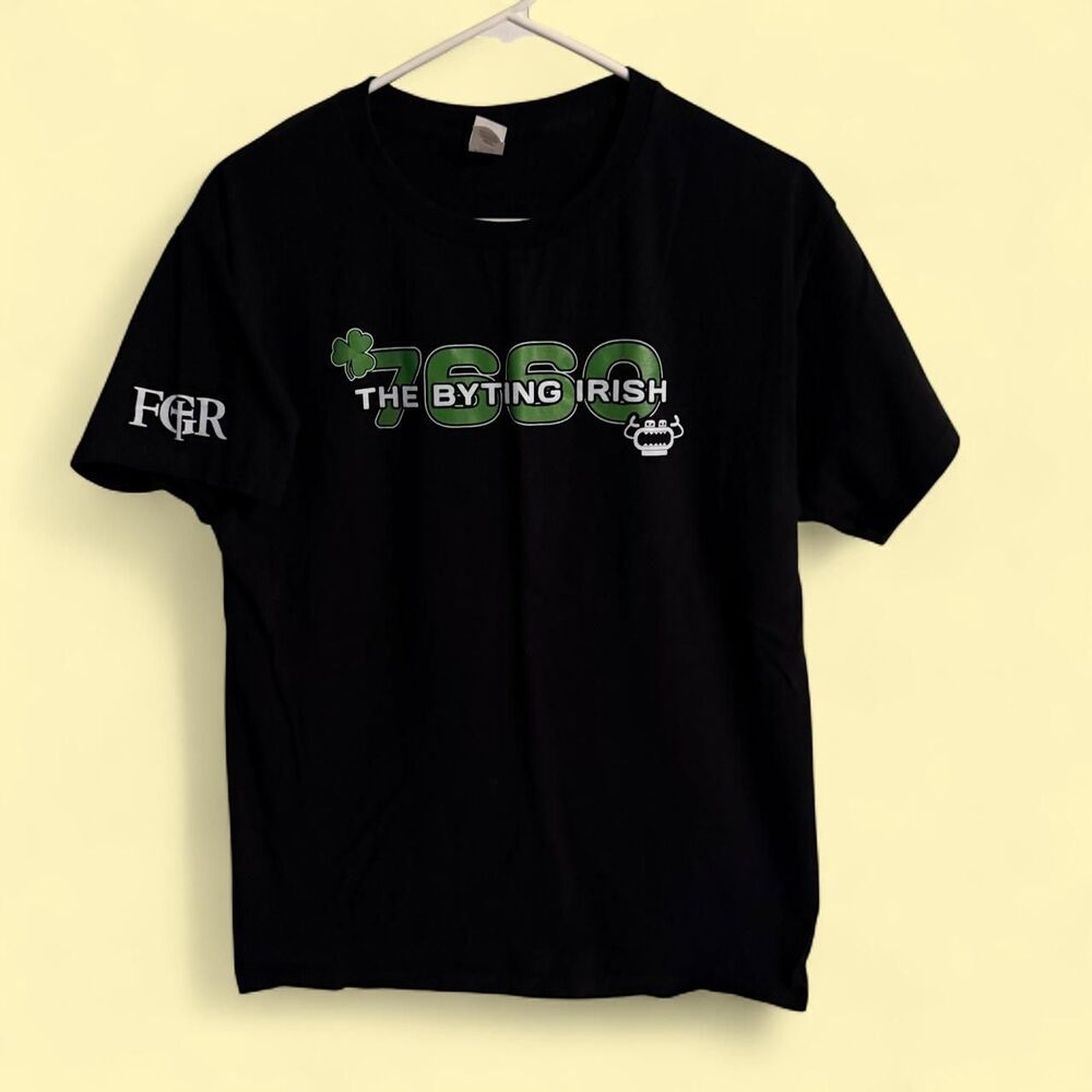 Hanes T-Shirt Mens Medium Black Byting Irish Robotics Tee 7660